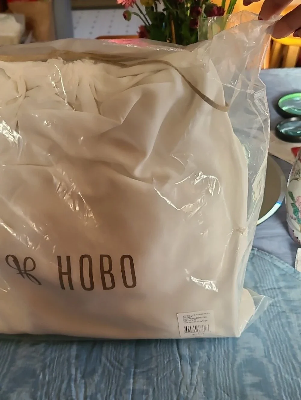 HOBO Genuine Leather Tote Bag in Pearled Silver